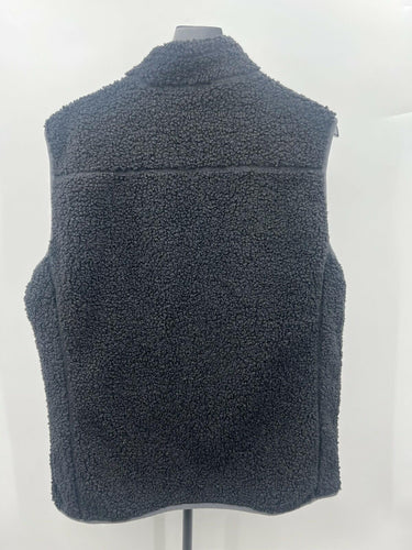 Telluride Clothing Sherpa Fleece Vest Zip Pockets Black Mens Size L