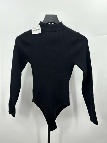 ASTR Woman’s black ribbed bodysuit Long sleeves, high neckline size S