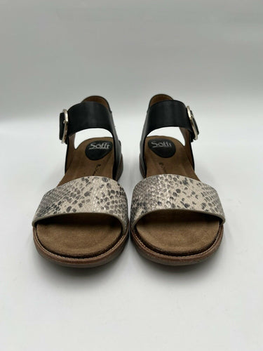 Sofft Black Snakeskin Buckle Slingback Sandals Size 8