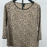 Ann Taylor Blouse Womens  Tan Black Polka Dot 3/4 Sleeve Top Work Office S Ann Taylor