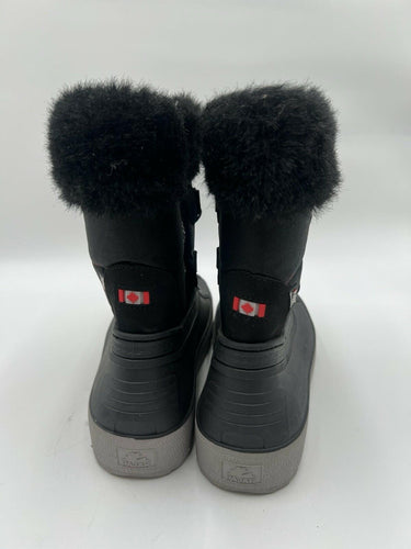 Pajar Canada Black Waterproof -40 Duck Snow Boots Faux Fur Womens Size 8