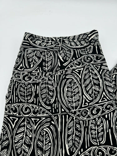 Ann Taylor LOFT Petites Pants Womens Black White Tribal Leaf Print Wide Leg 8P Ann Taylor