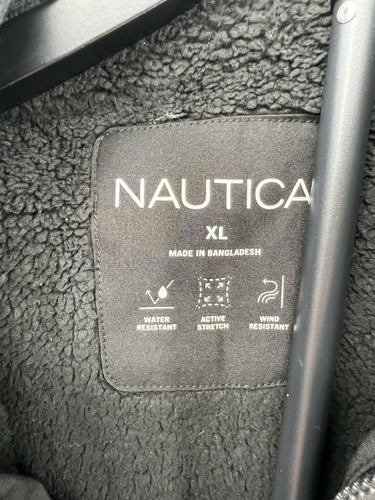 Nautica Jacket Mens Black Sherpa Lined Hooded Water Resistant Active Warm XL Nautica
