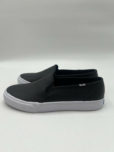 Keds Black Leather Slip On Sneakers White Platform Casual Size 8.5