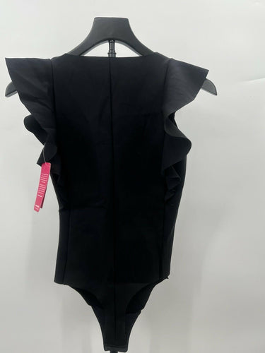 Commando Neoprene CEO Bodysuit Womens Black Ruffle Sleeve Stretch NWT - Size S