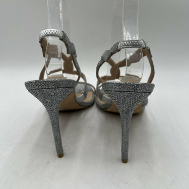 Badgley Mischka Clarisa crystal-embellished satin wedge sandals Size 8 Badgley Mischka