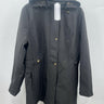 Liz Claiborne Jacket Womens Softshell Hooded Black Trench Gold Snap 1X Liz Claiborne