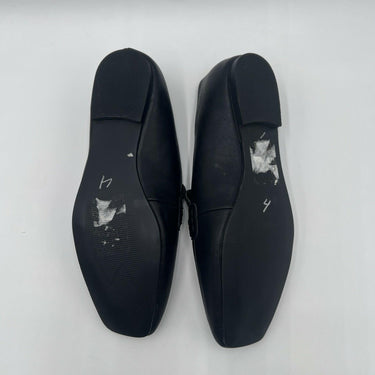 Dkny Fern Loafers Gold Buckles Square Toes Black Size 8B/38.5