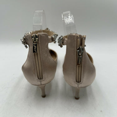 Jewel Badgley Mischka Raleigh Champagne Satin Pointed-Toe Pumps Size 9.5M Badgley Mischka