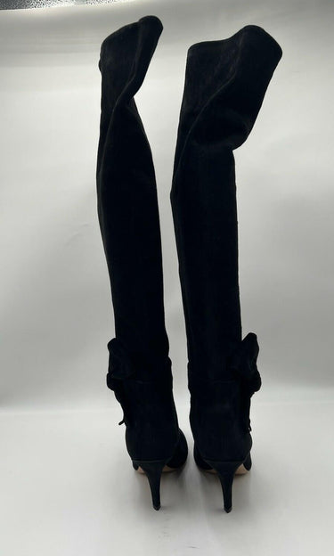 VALENTINO GARAVANI Bow-Knot Black Suede Over-The-Knee Boots Size 39.5 Valentino