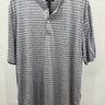 Thomas Dean Performance Blue Gray Stripe Henley Shirt Short Sleeve Mens XL Thomas Dean