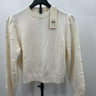 Levis Sweater Womens Ivory White Bobble Puff Sleeve Knit Crewneck  S Levi's