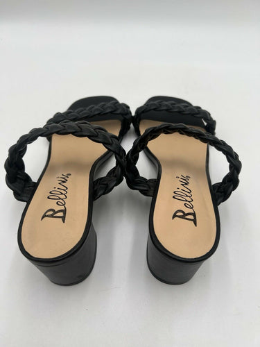 Bellini Fuss Black Braided Double Band Block Heel Mules Size 8.5