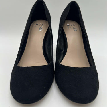 Mix No. 6 OMMI Black Textile Round Toe Block Heel Slip On Pumps, Size 7.5M Mix No. 6
