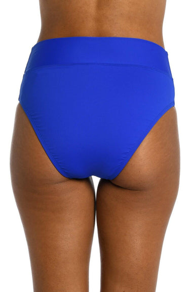 La Blanca Women's Cross Over High Waist Bikini Swimsuit Bottom, Sapphire Size 12 La Blanca
