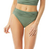 Carmen Marc Valvo Women's Standard desert sage Shirred Waist Bikini Bottom, L Carmen Marc Valvo
