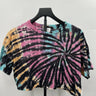 Abound Crop Top Tie Dye Spiral Pink Black Teal Yellow Cropped Tee M Abound