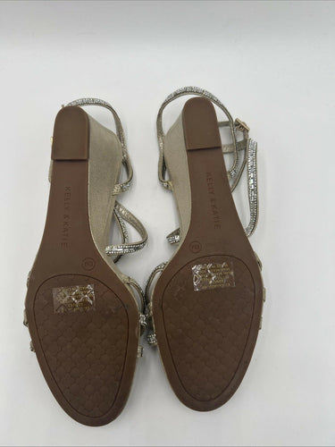 Kelly & Katie TAHADA Gold Synthetic Open Toe Strappy Rhinestone Sandals, Size 10 Kelly & Katie