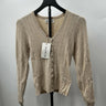 Heartloom ribbed knit Woman’s Tan Neck Tee Button Packed Size S Heartloom