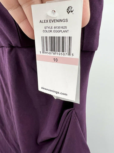 Alex Evenings Dress Eggplant Sequin Lace Cape Formal Long Gown 10 Alex Evenings