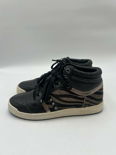 Limited BSA Black Zebra Calf Hair High Top Stud Sneakers Size 8