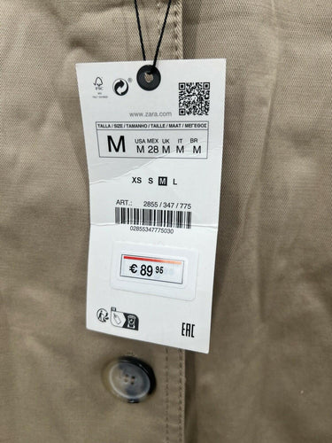 Zara Trench Coat Womens Beige Long Button Front Raglan Sleeve Pockets M