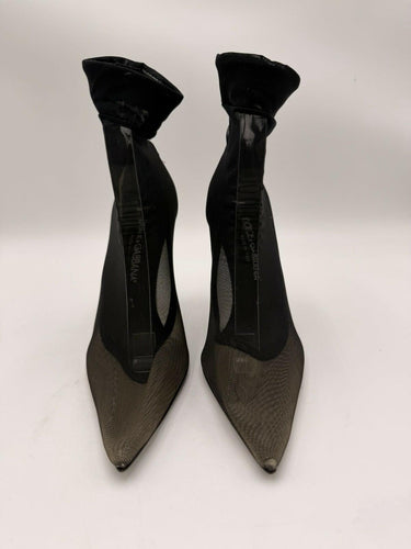 Dolce & Gabbana Women's Black Stretch Tulle Ankle Heel Booties Shoes Size 36.5 Dolce&Gabbana
