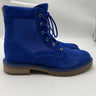 SAINT Mens Blue Suede Canvas Lace Up Combat Boots Gum Sole Work Boots 11 &Work