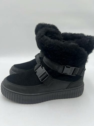 Pajar Canada Black Suede Faux Fur Buckle Winter Boots Womens Size 9-9.5