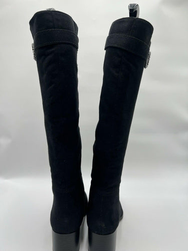 LifeStride Daring Black Faux Suede Double Ring Boots Womens Size 9.5 W