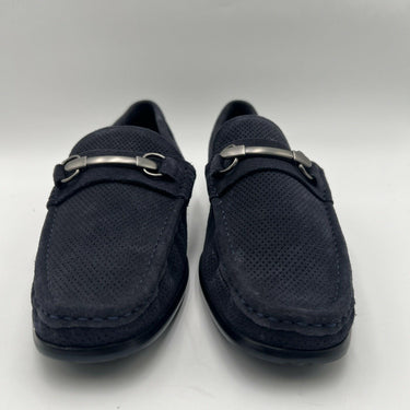 Men’s Saks Fifth Avenue "Dominic" Navy Perforated Suede Horsebit Loafer Size 7M Saks Fifth Avenue