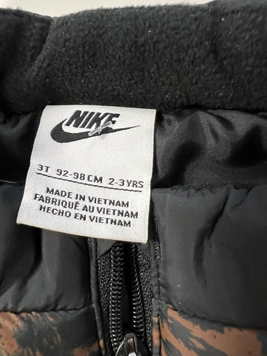 NIKE Girls puffer vest Full Zip Cheetah Print Color Black Size 3