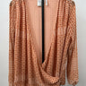 L'Academie Top Womens Blouse Deep V Draped Tie Sleeve Geometric Terracotta S L’academie