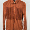 NWD Shyanne Life Rust Faux Suede Fringe Western Shirt Snap Button Cowgirl  S Shyanne