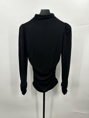 Joe’s Jeans Woman’s Long Sleeve Black Top Turtle Neck Ruched Sides Size S Joe's Jeans