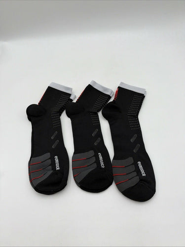 Eurosock Athletic Performance Crew Socks Black Gray Red 3 Pairs Size Unknown
