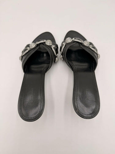 Balenciaga Cagole embellished leather mules in black Size 36