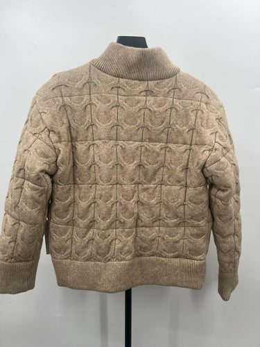 Joie Champagne Gold Puffer Jacket Faux Fur Defect Size L