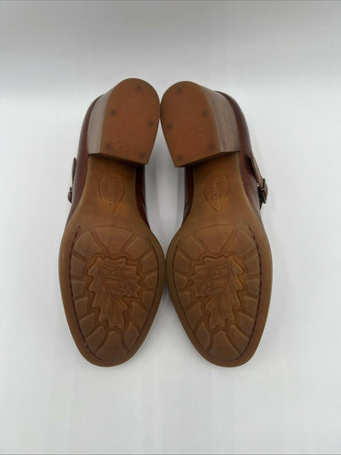Women’s Born Oksana Brown Leather Buckle Strap Block Heels Size 8.5M Born