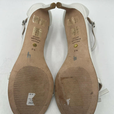 Women’s  Stuart Weitzman Nudist Bow 100 sandal in white leather Size 9.5B Stuart Weitzman