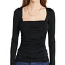 Free People Women's Wind Down Layering Top, Black, L Free People