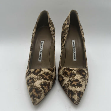 Manolo Blahnik BB 105 Leopard Print Fabric Pointed Toe High Heels Womens Size 36 Manolo Blahnik