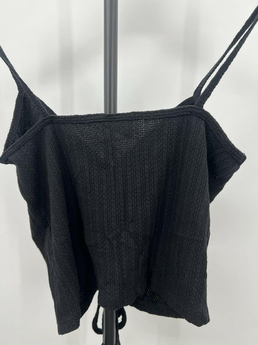 Abound Cami Crop Top Black Ruched Drawstring Ribbed Knit Tank NWT - S