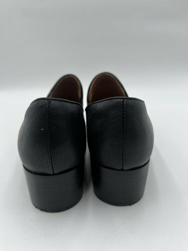 Sofft Black Leather Slip On Loafers Block Heel Pointed Toe Womens Size 9