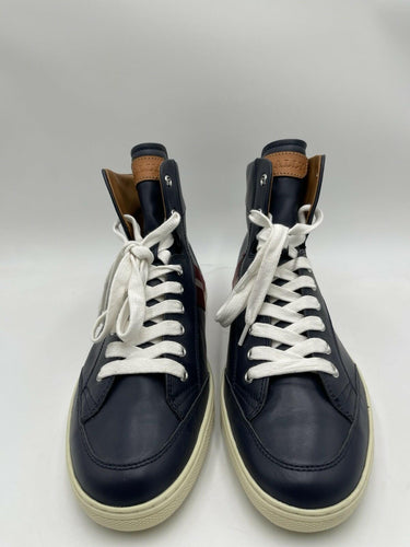 Men’s Bally Oldani Leather High-Top Sneakers Navy Blue Size 10.5D