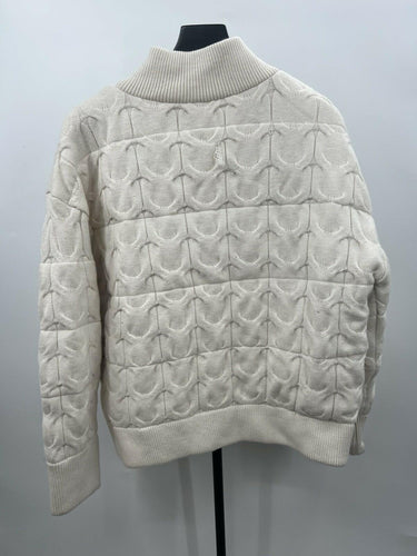 Joie Ivory Cable Knit Zip Sweater Jacket Size XL