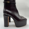 Valentino Garavani Tan-Go platform ankle boots in dark brown Leather Size 37.5 Valentino