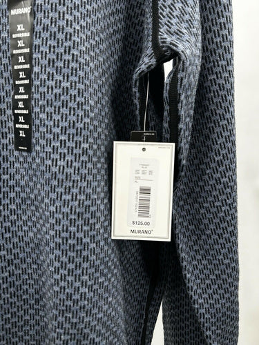 Murano Men’s blue and black patterned crewneck Reversible sweater Size XL