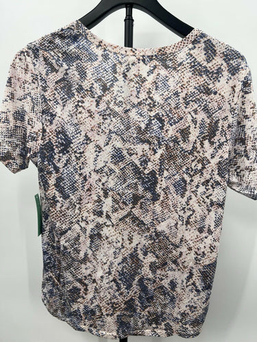 ABOUND T-Shirt Pink Blue Snakeskin Print V-Neck Short Sleeve Top - S