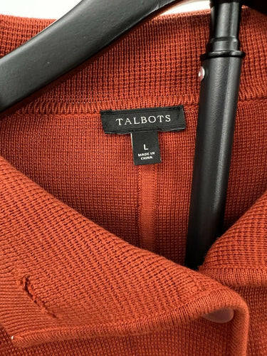Talbots Jacket Womens Orange Knit Blazer Button Up Collared Cardigan Pockets L Talbots